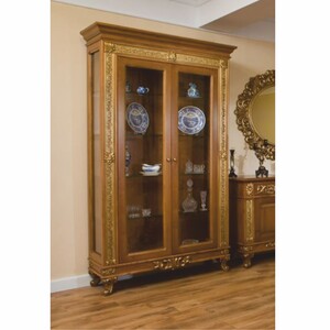 Casa Padrino Luxus Barock Vitrine Braun / Gold 122,5 x H. 218,5 cm - Barock M�bel
