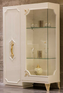 Casa Padrino Luxus Barock Vitrine Wei� / Gold - Handgefertigter Massivholz Vitrinenschrank mit 2 T�ren - Barock M�bel - Edel & Prunkvoll