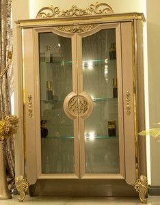 Casa Padrino Luxus Barock Vitrine Grau / Gold 130 x 48 x H. 191 cm - Prunkvoller Vitrinenschrank mit 2 Glastren und 3 Glasregalen - Barock Mbel