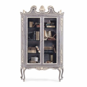 Casa Padrino Luxus Barock Vitrine Antik Grau / Wei� / Beige H. 199 cm - Made in Italy