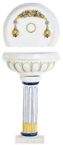 Casa Padrino Luxus Barock Wandbrunnen Wei� / Mehrfarbig 67 x 29 x H. 155 cm - Handgefertigter & handbemalter Keramik Brunnen - Barock Garten Brunnen - Barock Deko Accessoires