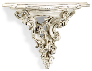 Casa Padrino Luxus Barock Massivholz Wandkonsole Antik Cremewei - Prunkvolle Barockstil Wanddeko Konsole - Barock Wanddeko - Barock Mbel - Luxus Qualitt - Made in Italy