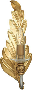 Casa Padrino Luxus Barock Wandleuchte Gold 16 x 16 x H. 40 cm - Elegante Metall Wandlampe in Blattform und dekorativer Kugel - Barock Leuchten