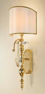 Casa Padrino Luxus Barock Kristall Wandleuchte Gold / Elfenbein 20 x 15 x H. 55 cm - Prunkvolle Wandlampe im Barockstil - Barock Leuchten - Edel & Prunkvoll - Luxus Qualit�t - Made in Italy