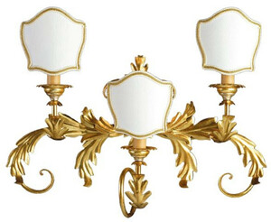 Casa Padrino Luxus Barock Wandleuchte Gold / Wei 55 x 17 x H. 42 cm - Handgefertigte Metall Wandlampe mit Lampenschirmen - Barock Wandleuchten