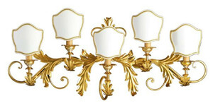 Casa Padrino Luxus Barock Wandleuchte Gold / Wei 86 x 20 x H. 38 cm - Handgefertigte Metall Wandlampe mit Lampenschirmen - Barock Wandleuchten