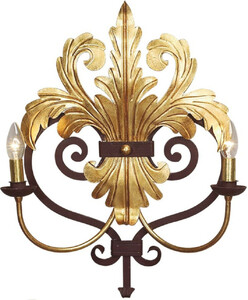 Casa Padrino Luxus Barock Wandleuchte Gold / Rostfarben 45 x 16 x H. 56 cm - Handgefertigte Metall Wandlampe - Barock Wandleuchten