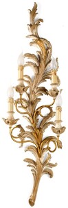Casa Padrino Luxus Barock Wandleuchte Elfenbein / Antik Gold H. 106 cm - Made in Italy