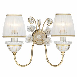 Casa Padrino Luxus Barock Doppel Wandleuchte Wei� / Gold 40 cm - Handgefertigt & Handbemalt - Made in Italy