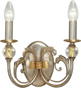 Casa Padrino Luxus Barock Wandleuchte Antik Silber / Antik Gold 27 x 16 x H. 23 cm - Elegante Metall Wandlampe mit edlen Glaskugeln - Barock Leuchten