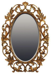 Casa Padrino Barock Spiegel Gold 73 x H. 108 cm - Ovaler Wandspiegel im Barockstil - Prunkvoller Antik Stil Garderoben Spiegel - Barock Interior - Barock M�bel