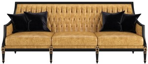 Casa Padrino Luxus Barock Wohnzimmer Leder Sofa Gold / Schwarz / Antik Gold 235 x 95 x H. 95 cm - Edle Wohnzimmer Mbel im Barockstil