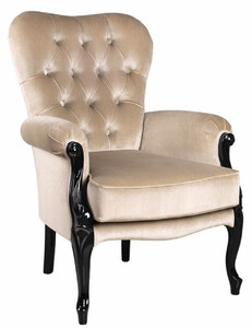 Casa Padrino Luxus Barock Wohnzimmer Sessel Beige / Schwarz - Handgefertigter Barockstil Sessel - Luxus Wohnzimmer Mbel im Barockstil - Barock Mbel