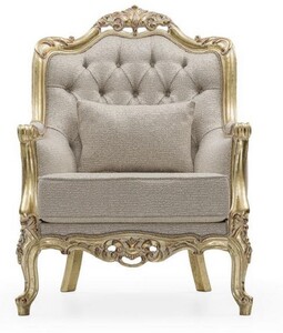 Casa Padrino Luxus Barock Sessel Grau / Gold H. 105 cm - Barock M�bel