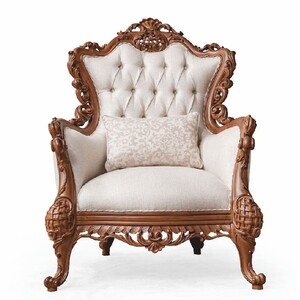 Casa Padrino Luxus Barock Wohnzimmer Sessel Wei� / Braun - Barockstil M�bel