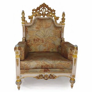 Casa Padrino Luxus Barock Wohnzimmer Sessel Grau / Hellblau / Gold - Made in Italy