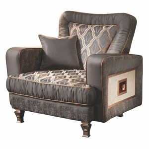 Casa Padrino Luxus Barock Sessel Grau / Wei� / Braun / Kupfer - Made in Italy