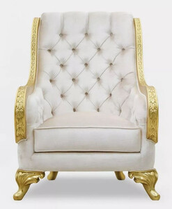 Casa Padrino Luxus Barock Wohnzimmer Sessel Hellgrau / Gold - Handgefertigter Barockstil Sessel - Luxus Wohnzimmer Mbel im Barockstil - Barock Mbel - Edel & Prunkvoll