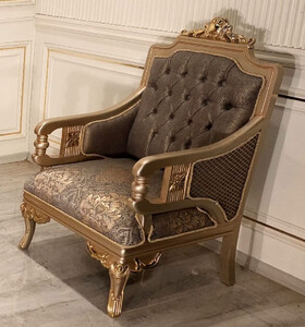 Casa Padrino Luxus Barock Wohnzimmer Sessel Grau / Gold - Handgefertigter Barockstil Sessel - Luxus Wohnzimmer M�bel im Barockstil - Barock M�bel - Edel & Prunkvoll