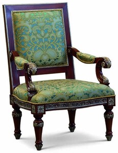 Casa Padrino Luxus Barock Wohnzimmer Sessel Gr�n / Dunkelbraun / Silber - Made in Italy