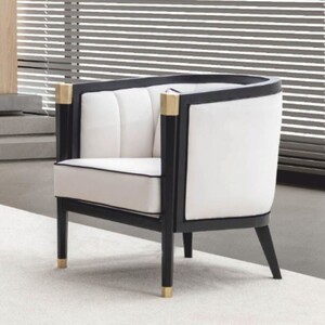Casa Padrino Luxus Neoklassik Sessel Wei� / Schwarz / Messing - Hotel M�bel