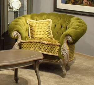 Casa Padrino Luxus Barock Wohnzimmer Sessel Grn / Grau - Handgefertigter Barockstil Sessel - Prunkvolle Luxus Wohnzimmer Mbel im Barockstil - Barock Mbel - Edel & Prunkvoll