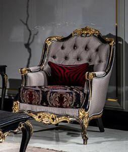 Casa Padrino Luxus Barock Wohnzimmer Sessel Silber / Bordeauxrot / Schwarz / Gold - Handgefertigter Barockstil Sessel mit elegantem Muster - Barock Wohnzimmer Mbel