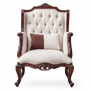 Casa Padrino Luxus Barock Ohrensessel Wei� / Dunkelbraun - Barockstil M�bel