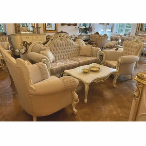 Casa Padrino Luxus Barock Wohnzimmer Set Wei� / Gold - Barockstil M�bel