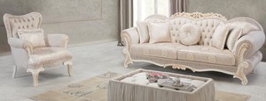 Casa Padrino Luxus Barock Wohnzimmer Set Hellrosa / Wei / Gold - 2 Sofas & 2 Sessel & 1 Beistelltisch - Wohnzimmer Mbel im Barockstil - Edel & Prunkvoll