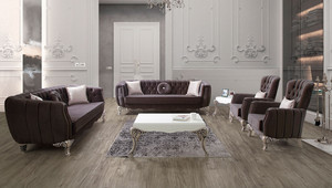 Casa Padrino Luxus Barock Wohnzimmer Set Lila / Silber - 2 Sofas & 2 Sessel & 1 Couchtisch - Elegante Wohnzimmer Mbel im Barockstil