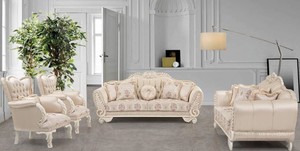 Casa Padrino Luxus Barock Wohnzimmer Set Beige / Creme / Rosa - 2 Sofas & 2 Sessel - Wohnzimmer Mbel im Barockstil - Edel & Prunkvoll