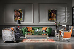 Casa Padrino Luxus Wohnzimmer Set Weiß / Schwarz / Messing - 2 Luxus Sofas  & 2 Luxus Sessel & 1 Luxus Couchtisch - Wohnzimmer Möbel - Luxus Möbel -  Luxus Einrichtung - Wohnzimmer Einrichtung