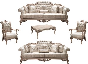 Casa Padrino Luxus Barock Wohnzimmer Set Silber / Creme / Beige - 2 Sofas & 2 Sessel & 1 Couchtisch - Prunkvolle Wohnzimmermbel im Barockstil
