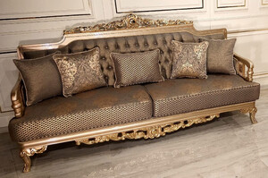 Casa Padrino Luxus Barock Wohnzimmer Sofa Grau / Gold - Handgefertigtes Barockstil Sofa - Luxus Wohnzimmer Mbel im Barockstil - Barock Mbel - Edel & Prunkvoll