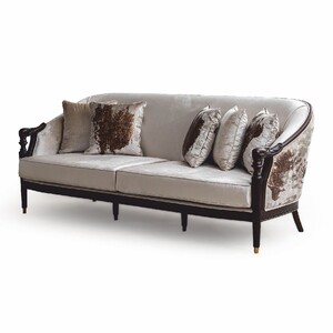 Casa Padrino Luxus Barock Sofa Creme / Dunkelbraun / Gold 227 cm - Barock M�bel