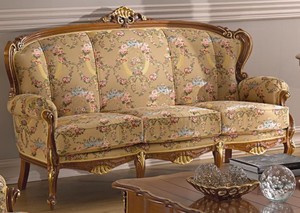 Casa Padrino Luxus Barock Wohnzimmer Sofa mit Blumenmuster Beige / Mehrfarbig / Braun / Gold 185 x 92 x H. 103 cm - Edle Barockstil Wohnzimmer M�bel