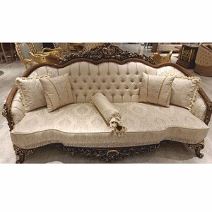 Casa Padrino Luxus Barock Sofa Beige / Braun / Gold H. 234 cm - Barock Wohnzimmer M�bel