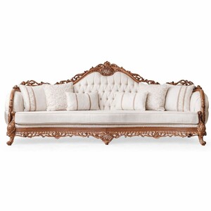 Casa Padrino Luxus Barock Wohnzimmer Sofa Wei� / Braun 295 cm - Barock M�bel