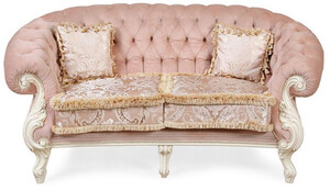 Casa Padrino Luxus Barock Wohnzimmer Sofa Rosa / Cremewei - Handgefertigtes Barockstil Sofa - Prunkvolle Luxus Wohnzimmer Mbel im Barockstil - Barock Mbel