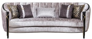 Casa Padrino Luxus Barock Wohnzimmer Sofa Silber / Schwarz / Gold 245 cm