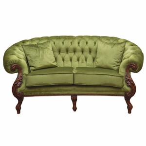 Casa Padrino Luxus Barock Samt Sofa Grn / Dunkelbraun 165 cm - Barock Mbel