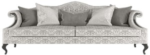 Casa Padrino Luxus Barock Wohnzimmer Sofa mit elegantem Muster Silber / Grau / Schwarz 255 x 100 x H. 97 cm - Wohnzimmer M�bel im Barockstil - Edel & Prunkvoll