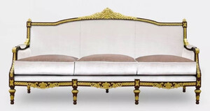 Casa Padrino Luxus Barock Wohnzimmer 3er Sofa Grau / Dunkelbraun / Gold - Handgefertigtes Barockstil Sofa - Luxus Wohnzimmer Mbel im Barockstil - Barock Mbel - Edel & Prunkvoll