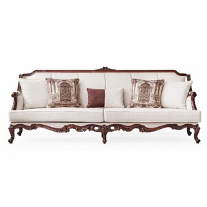 Casa Padrino Luxus Barock Wohnzimmer Sofa Wei� / Dunkelbraun 260 cm - Barock M�bel