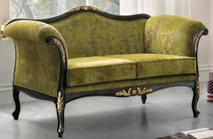 Casa Padrino Luxus Barock Wohnzimmer Sofa Gr�n / Schwarz / Gold 165 x 82 x H. 96 cm - Edle Barockstil Wohnzimmer M�bel