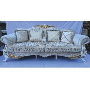 Casa Padrino Luxus Barock Sofa mit Glitzersteinen und Kissen 228 cm - Barockstil M�bel