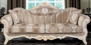 Casa Padrino Luxus Barock Sofa mit Kissen Beige / Wei� / Gold 237 x 90 x H. 99 cm - Barock Wohnzimmer M�bel