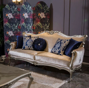 Casa Padrino Luxus Barock Wohnzimmer Sofa mit dekorativen Kissen Rosa / Silber 212 x 84 x H. 107 cm - Prunkvolle Barock Mbel