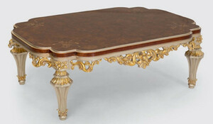 Casa Padrino Luxus Barock Wohnzimmertisch Braun / Silber / Gold 120 x 88 x H. 44 cm - Edler Massivholz Couchtisch im Barockstil - Barock Wohnzimmer M�bel